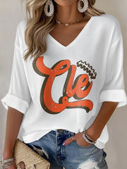 Women's Football Fans Lovers Gameday Casual Waffle T-shirt