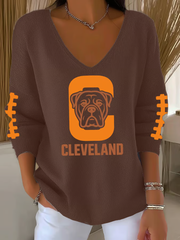 Women's Football Fans Lovers Gameday Casual Ribbed Top