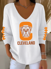 Women's Football Fans Lovers Gameday Casual Ribbed Top