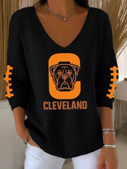 Women's Football Fans Lovers Gameday Casual Ribbed Top