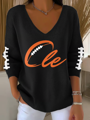 Women's Football Fans Lovers Gameday Casual Ribbed Top