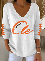 Women's Football Fans Lovers Gameday Casual Ribbed Top