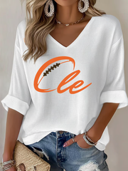 Women's Football Fans Lovers Gameday Casual Waffle T-shirt