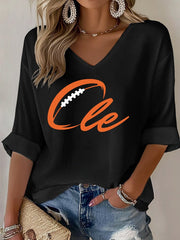 Women's Football Fans Lovers Gameday Casual Waffle T-shirt