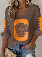 Women's Football Fans Lovers Gameday Casual Waffle T-shirt