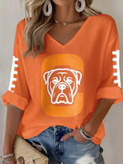 Women's Football Fans Lovers Gameday Casual Waffle T-shirt