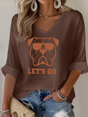 Women's Football Fans Lovers Gameday Casual Waffle T-shirt