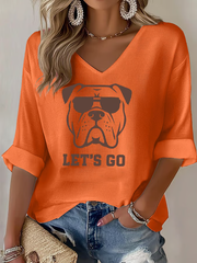 Women's Football Fans Lovers Gameday Casual Waffle T-shirt