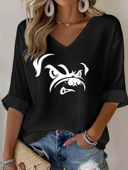 Women's Football Fans Lovers Gameday Casual Waffle T-shirt