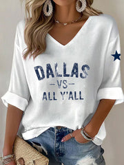 Women's American football V-neck long-sleeved top