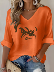 Women's Football Fans Lovers Gameday Casual Waffle T-shirt