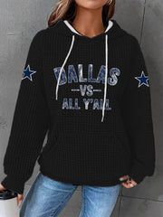 Women's American football waffle hooded sweatshirt