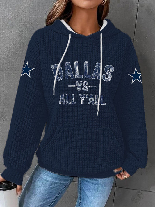 Women's American football waffle hooded sweatshirt