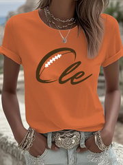 Women's Football Fans Lovers Gameday Casual short-sleeved T-shirt