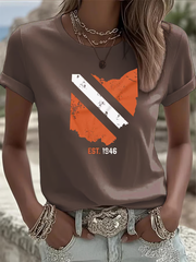 Women's Football Fans Lovers Gameday Casual short-sleeved T-shirt