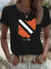 Women's Football Fans Lovers Gameday Casual short-sleeved T-shirt