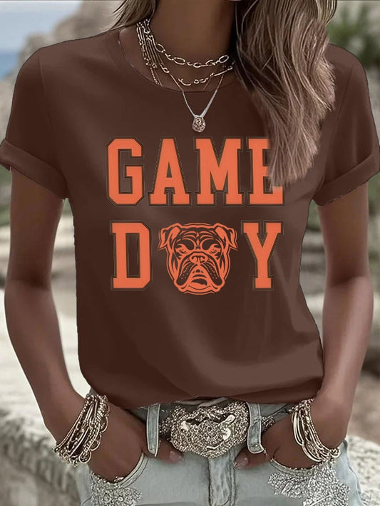 Women's Football Fans Lovers Gameday Casual short-sleeved T-shirt