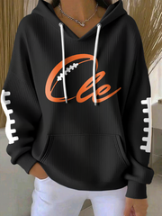 Women's Football Fans Lovers Gameday Casual Hooded Sweatshirt with Pockets