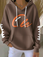 Women's Football Fans Lovers Gameday Casual Hooded Sweatshirt with Pockets