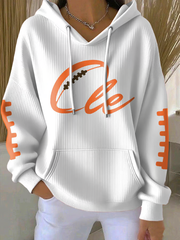 Women's Football Fans Lovers Gameday Casual Hooded Sweatshirt with Pockets