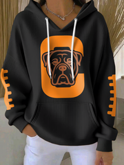 Women's Football Fans Lovers Gameday Casual Hooded Sweatshirt with Pockets