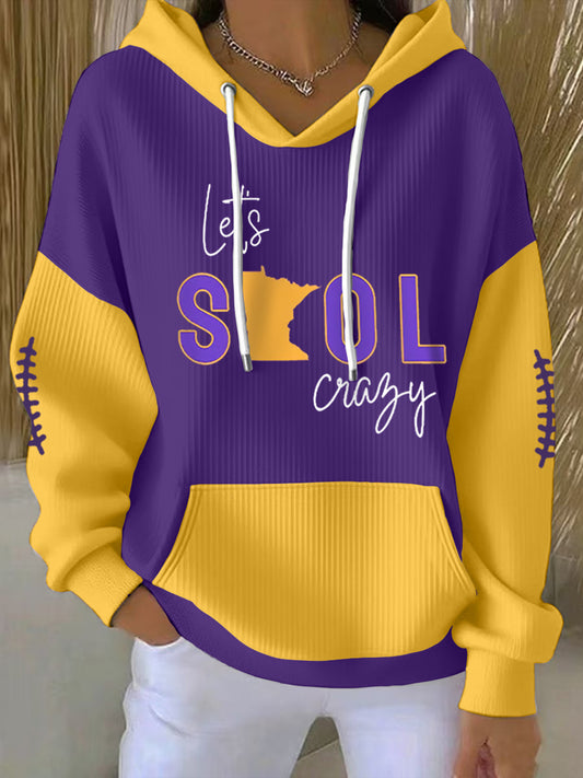 Women's Let‘s Skol Crazy Football Fans Lovers Gameday Casual Hoodie