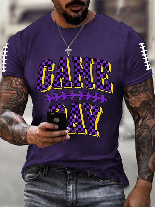 Men's Football Fans Lovers Gameday Casual Short Sleeve T-shirt