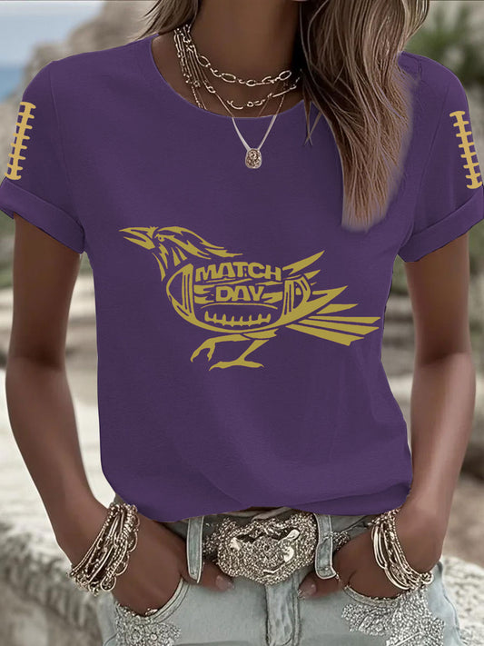 Women's Football Fans Lovers Gameday Casual Short Sleeve T-shirt