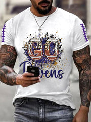 Men's Football Fans Lovers Gameday Casual Short Sleeve T-shirt