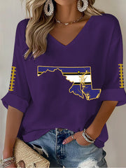 Women's Football Fans Lovers Gameday Casual Waffle T-shirt