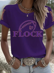 Women's Football Fans Lovers Gameday Casual Short Sleeve T-shirt