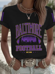 Women's Football Fans Lovers Gameday Casual Short Sleeve T-shirt