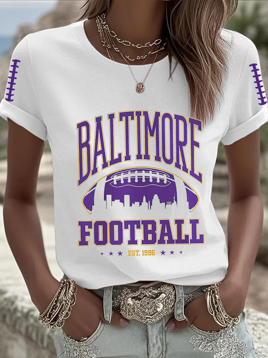 Women's Football Fans Lovers Gameday Casual Short Sleeve T-shirt