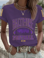 Women's Football Fans Lovers Gameday Casual Short Sleeve T-shirt