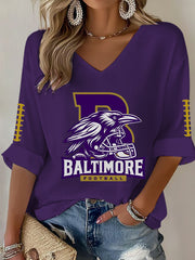 Women's Football Fans Lovers Gameday Casual Waffle T-shirt