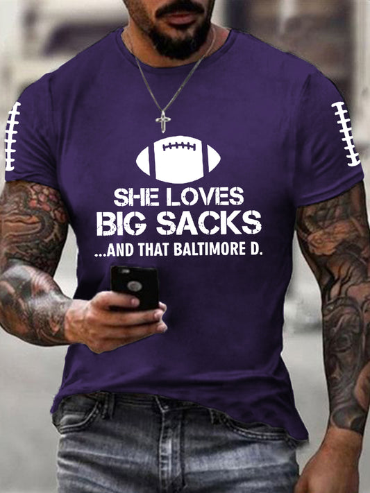 Men's Football Fans Lovers Gameday Casual Short Sleeve T-shirt