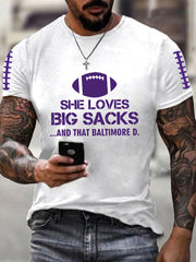 Men's Football Fans Lovers Gameday Casual Short Sleeve T-shirt