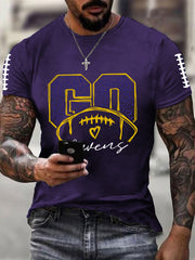 Men's Football Fans Lovers Gameday Casual Short Sleeve T-shirt
