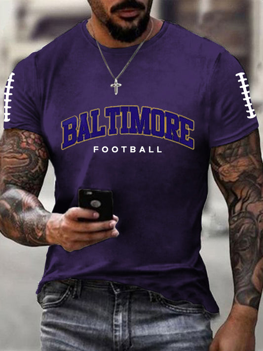Men's Football Fans Lovers Gameday Casual Short Sleeve T-shirt
