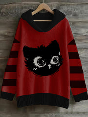 Women's Halloween Cat Cozy Faux Sweater