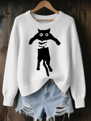 Women's Halloween Cat Cozy Knitted Sweater