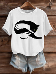 Women's Halloween Cat Cozy Knit Sweater