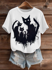 Women's Halloween Cat Cozy Knit Sweater
