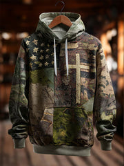 Men's Retro Western Faith Print Casual Hoodie