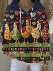 Women's Thanksgiving Turkey Print Casual Hoodie