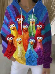 Women's Thanksgiving Turkey Print Casual Hoodie