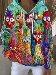 Women's Thanksgiving Turkey Print Casual Hoodie