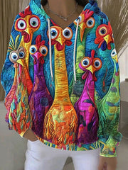 Women's Thanksgiving Turkey Print Casual Hoodie