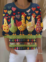 Women's Thanksgiving Turkey Print Casual Sweatshirt