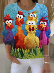 Women's Thanksgiving Turkey Print Casual Sweatshirt